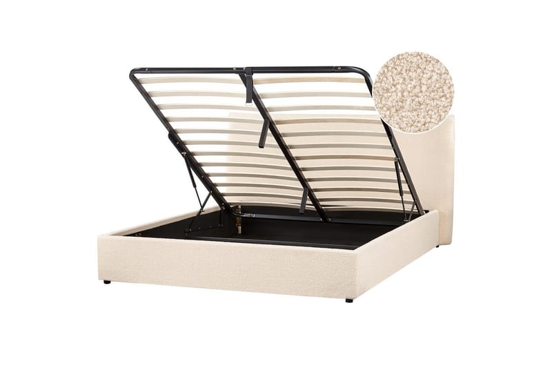 Säng med förvaring Lavaur, Beige/Bouclé, 160x200 cm