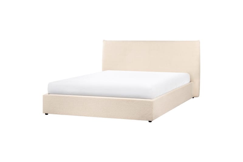 Säng med förvaring Lavaur - Beige/Bouclé, 160x200 cm - Möbler - Säng - Sängram & sängstomme