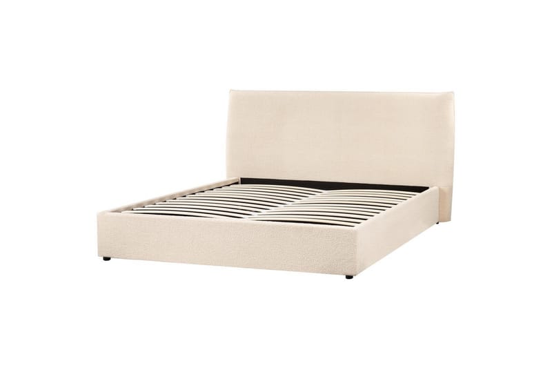 Säng med förvaring Lavaur - Beige/Bouclé, 160x200 cm - Möbler - Säng - Sängram & sängstomme