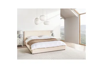 Säng med förvaring Lavaur - Beige/Bouclé, 180x200 cm - Möbler - Säng - Sängram & sängstomme