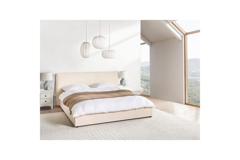 Säng med förvaring Lavaur - Beige/Bouclé, 180x200 cm - Möbler - Säng - Sängram & sängstomme