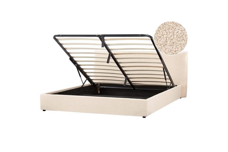 Säng med förvaring Lavaur, Beige/Bouclé, 180x200 cm