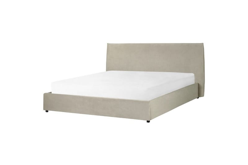 Säng med förvaring Lavaur - Taupe/Sammet, 180x200 cm - Möbler - Säng - Sängram & sängstomme