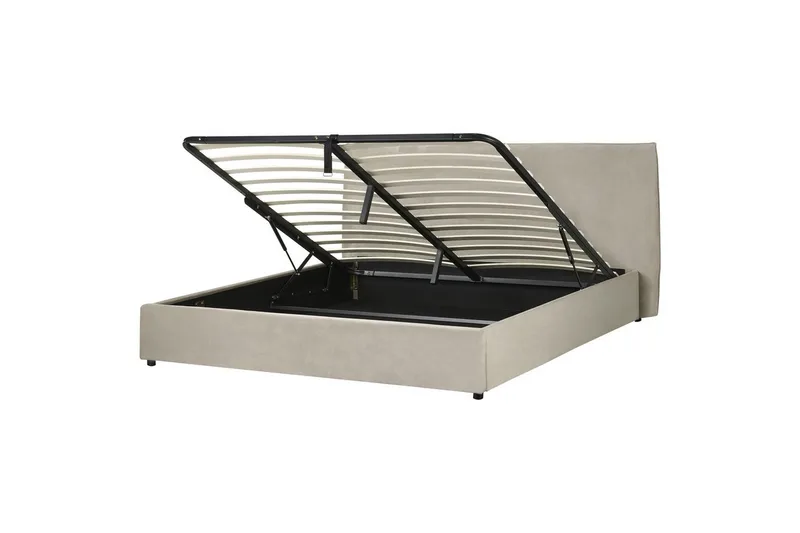 Säng med förvaring Lavaur, Taupe/Sammet, 180x200 cm