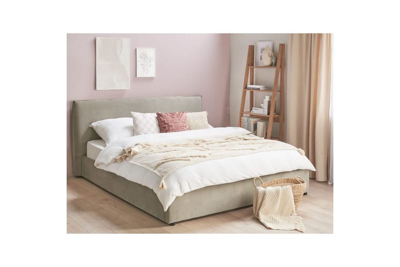 Säng med förvaring Lavaur - Taupe/Sammet, 180x200 cm - Möbler - Säng - Sängram & sängstomme