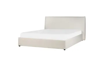 Säng med förvaring Lavaur - Vit/Bouclé, 160x200 cm - Möbler - Säng - Sängram & sängstomme
