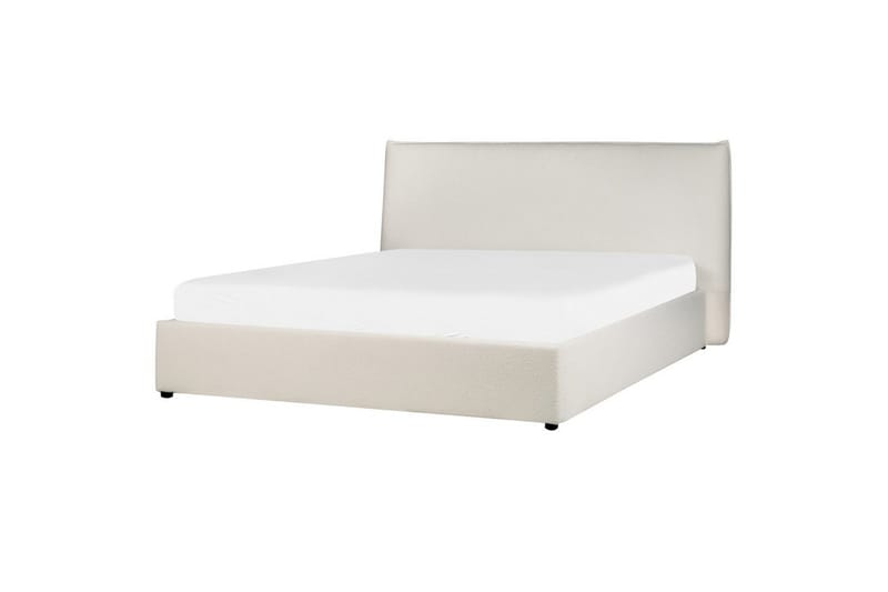 Säng med förvaring Lavaur - Vit/Bouclé, 160x200 cm - Möbler - Säng - Sängram & sängstomme
