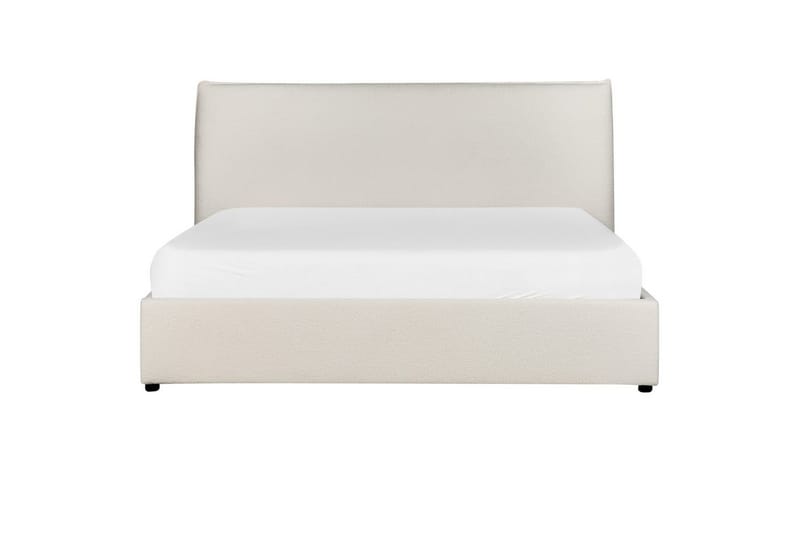 Säng med förvaring Lavaur - Vit/Bouclé, 160x200 cm - Möbler - Säng - Sängram & sängstomme