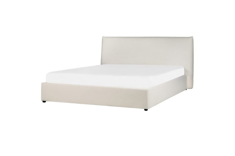 Säng med förvaring Lavaur - Vit/Bouclé, 180x200 cm - Möbler - Säng - Sängram & sängstomme