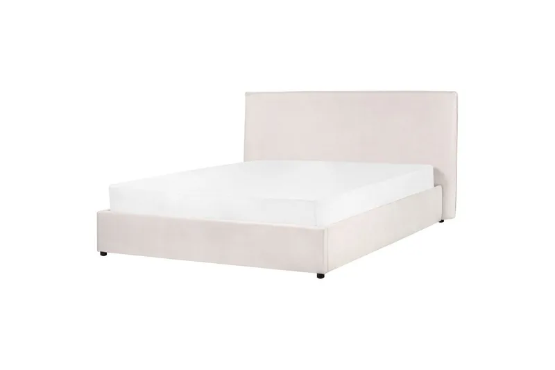 Säng med förvaring Lavaur - Vit/Sammet, 160x200 cm - Möbler - Säng - Sängram & sängstomme