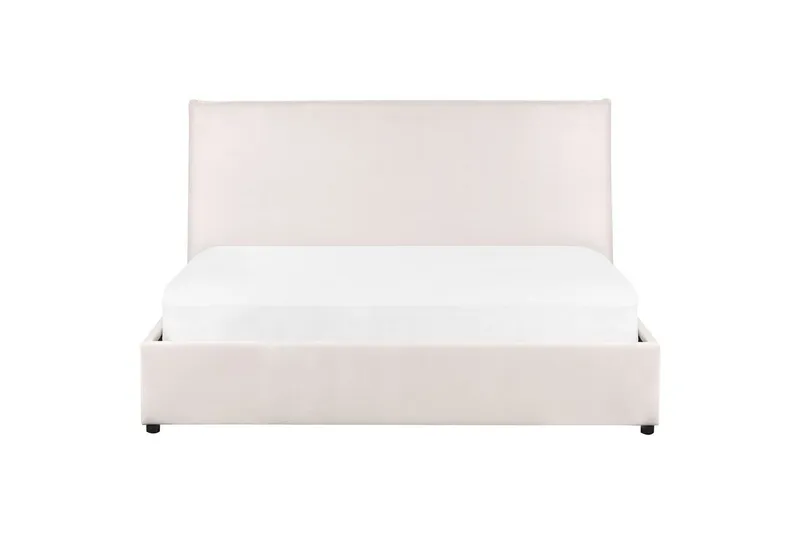 Säng med förvaring Lavaur - Vit/Sammet, 160x200 cm - Möbler - Säng - Sängram & sängstomme