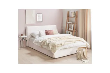 Säng med förvaring Lavaur - Vit/Sammet, 160x200 cm - Möbler - Säng - Sängram & sängstomme