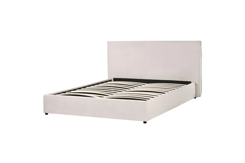Säng med förvaring Lavaur - Vit/Sammet, 160x200 cm - Möbler - Säng - Sängram & sängstomme