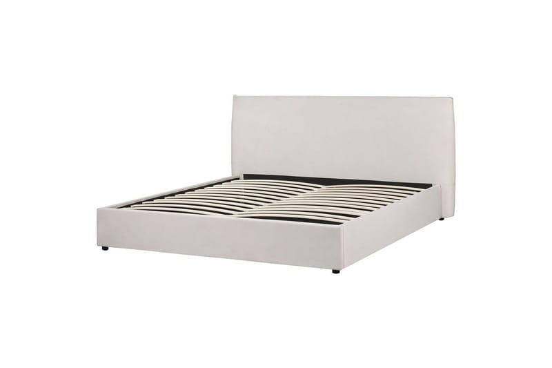 Säng med förvaring Lavaur - Vit/Sammet, 180x200 cm - Möbler - Säng - Sängram & sängstomme