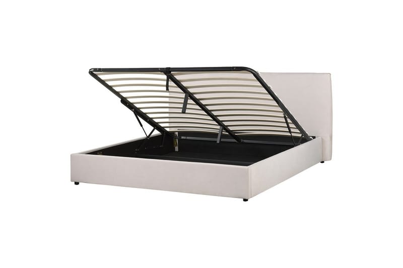 Säng med förvaring Lavaur - Vit/Sammet, 180x200 cm - Möbler - Säng - Sängram & sängstomme