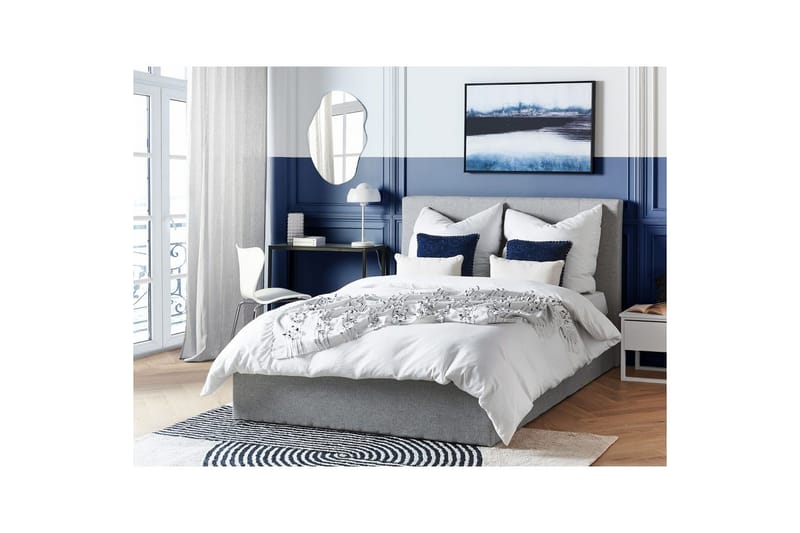 Säng med förvaring Lorient - Grå/Polyester, 140x200 cm - Möbler - Säng - Sängram & sängstomme