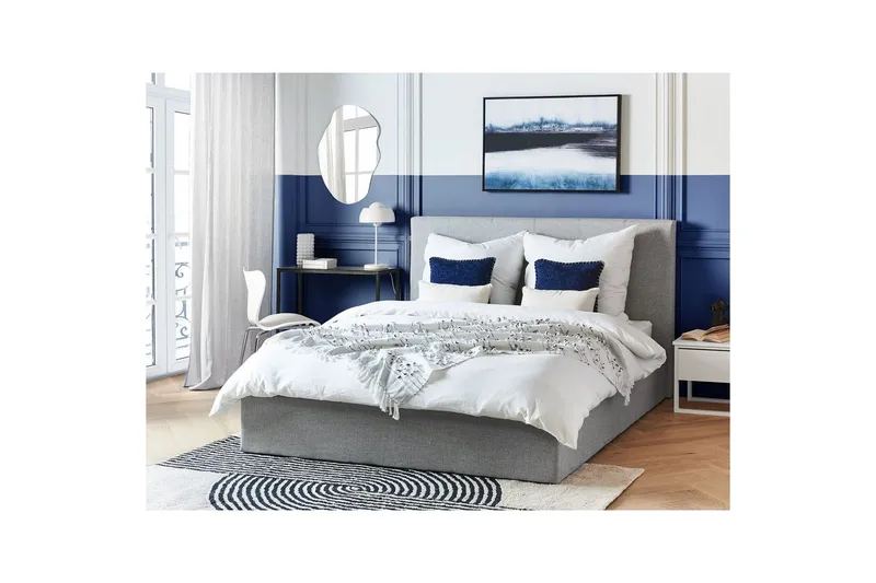 Säng med förvaring Lorient - Grå/Polyester, 160x200 cm - Möbler - Säng - Sängram & sängstomme