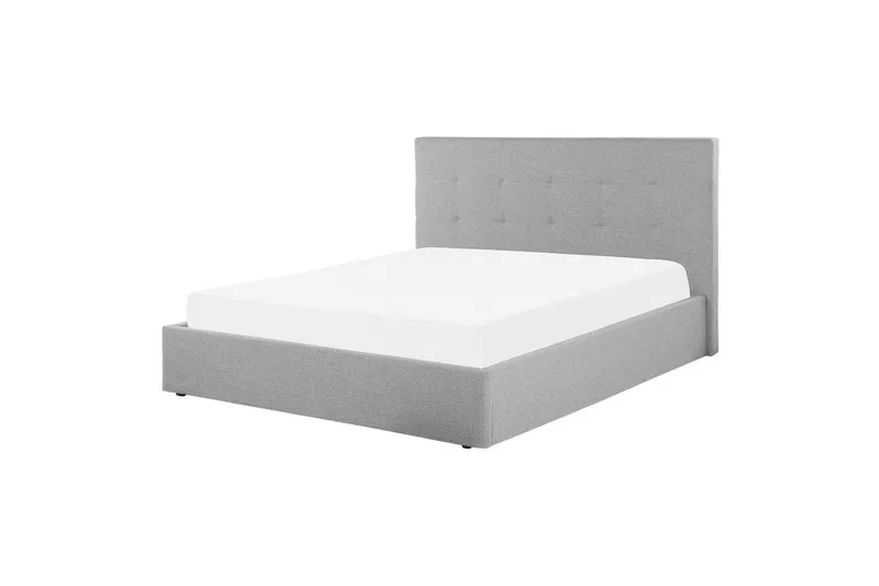 Säng med förvaring Lorient - Grå/Polyester, 160x200 cm - Möbler - Säng - Sängram & sängstomme