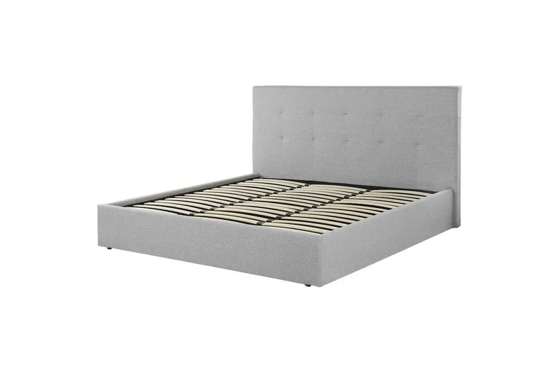 Säng med förvaring Lorient - Grå/Polyester, 180x200 cm - Möbler - Säng - Sängram & sängstomme