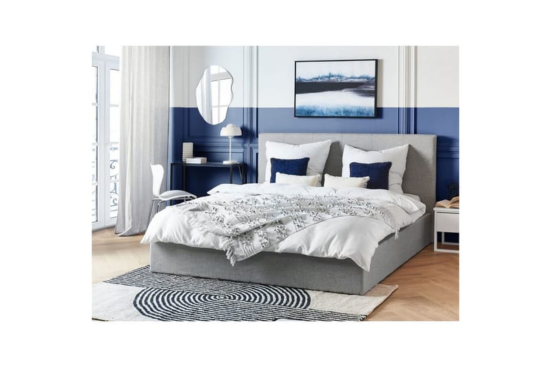 Säng med förvaring Lorient - Grå/Polyester, 180x200 cm - Möbler - Säng - Sängram & sängstomme