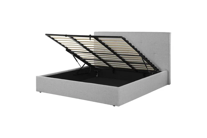 Säng med förvaring Lorient, Grå/Polyester, 180x200 cm