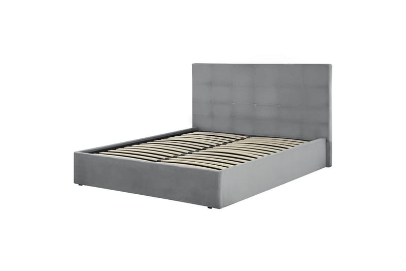 Säng med förvaring Lorient - Grå/Sammet, 140x200 cm - Möbler - Säng - Sängram & sängstomme