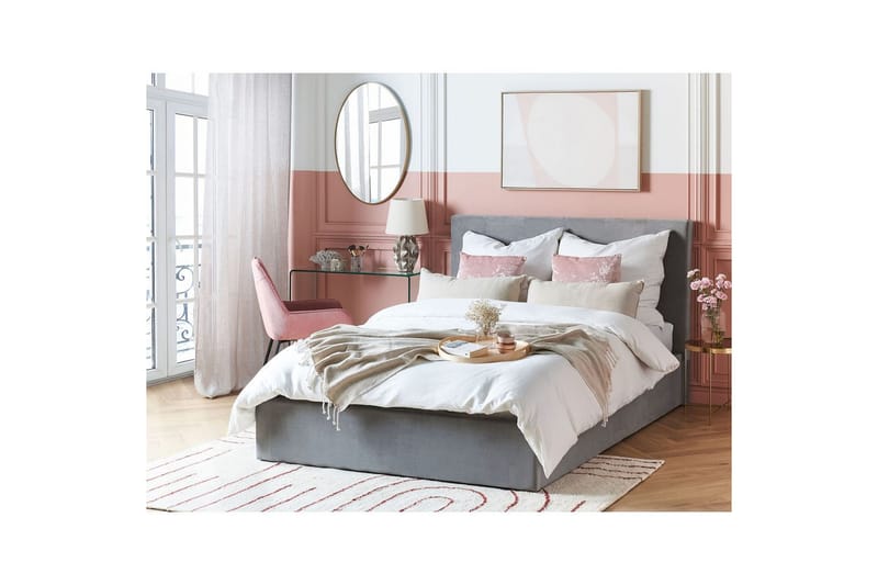 Säng med förvaring Lorient - Grå/Sammet, 140x200 cm - Möbler - Säng - Sängram & sängstomme