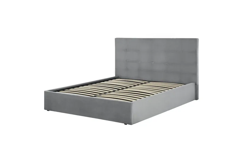 Säng med förvaring Lorient - Grå/Sammet, 160x200 cm - Möbler - Säng - Sängram & sängstomme