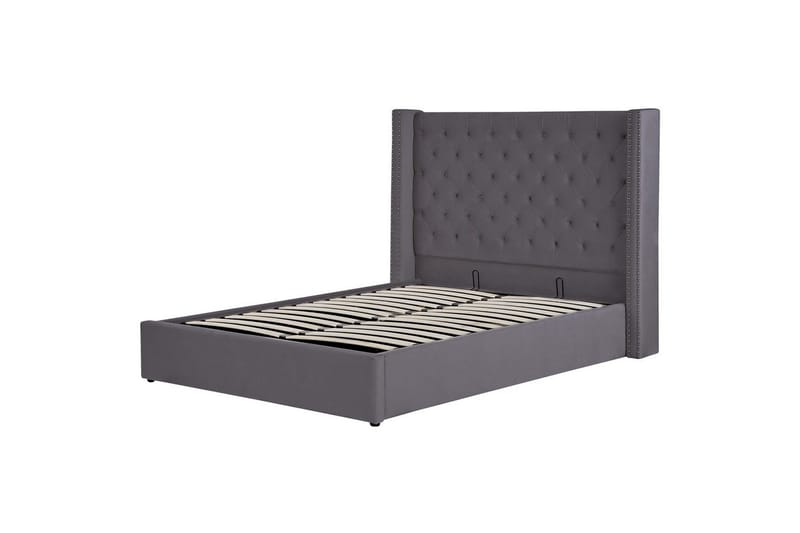 Säng med förvaring Lubbon - Grå, Silver, 140x200 cm - Möbler - Säng - Sängram & sängstomme