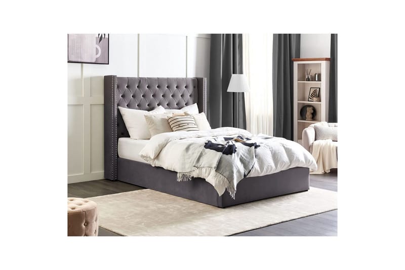 Säng med förvaring Lubbon - Grå, Silver, 140x200 cm - Möbler - Säng - Sängram & sängstomme