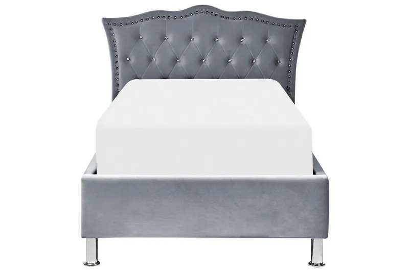 Säng med förvaring Metz - Grå, Silver/Sammet, 90x200 cm - Möbler - Säng - Sängram & sängstomme