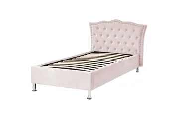 Säng med förvaring Metz - Rosa, Silver/Sammet, 90x200 cm - Möbler - Säng - Sängram & sängstomme