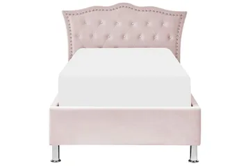 Säng med förvaring Metz - Rosa, Silver/Sammet, 90x200 cm - Möbler - Säng - Sängram & sängstomme