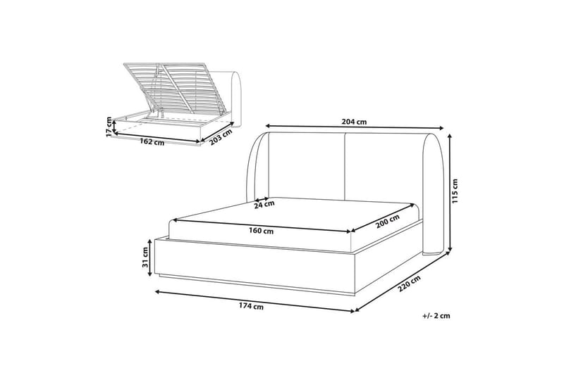 Säng med förvaring Monestier - Beige, 160x200 cm - Möbler - Säng - Sängram & sängstomme