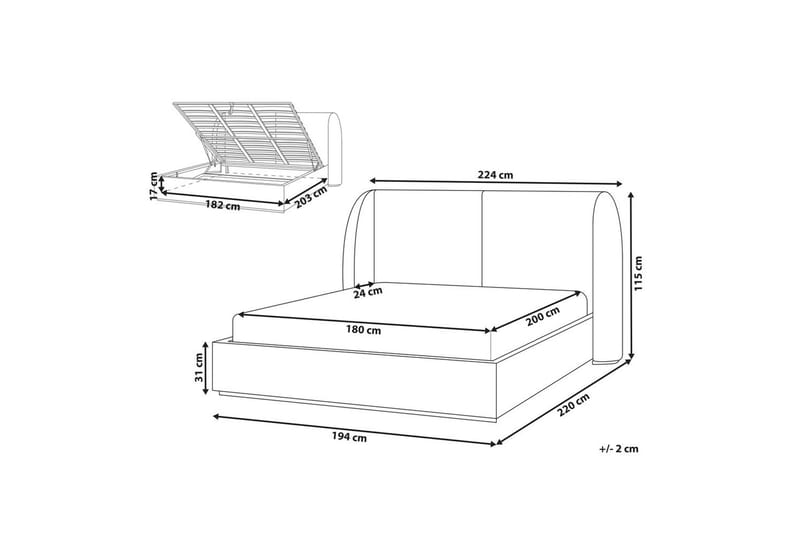 Säng med förvaring Monestier - Beige, 180x200 cm - Möbler - Säng - Sängram & sängstomme