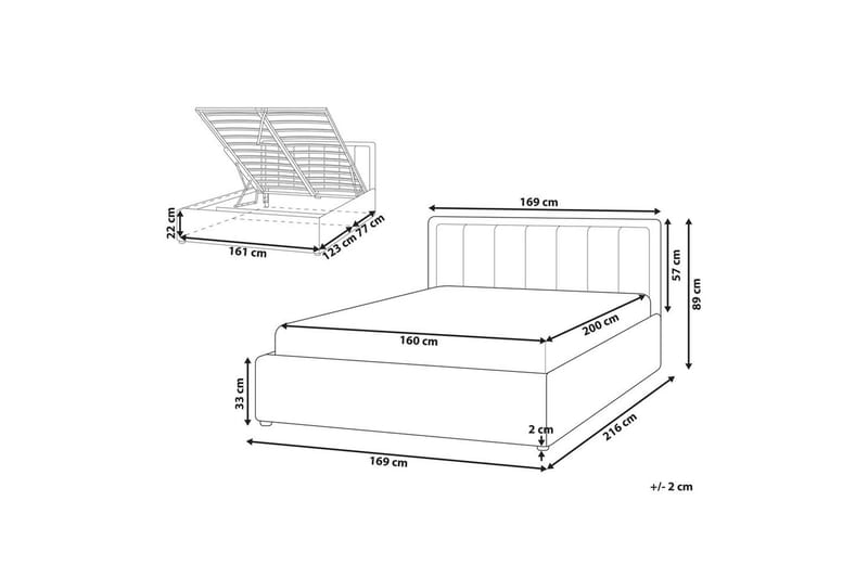 Säng med förvaring Montlaur Vit, 160x200 cm - Vit, 160x200 cm - Möbler - Säng - Sängram & sängstomme