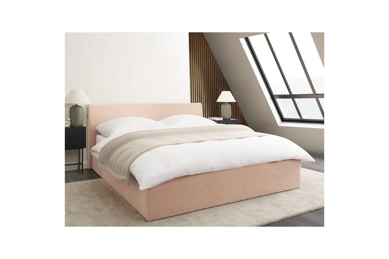 Säng med förvaring Orbey - Beige, 160x200 cm - Möbler - Säng - Sängram & sängstomme