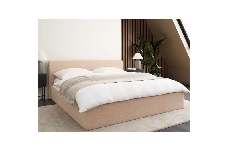 Säng med förvaring Orbey - Beige, 180x200 cm - Möbler - Säng - Sängram & sängstomme