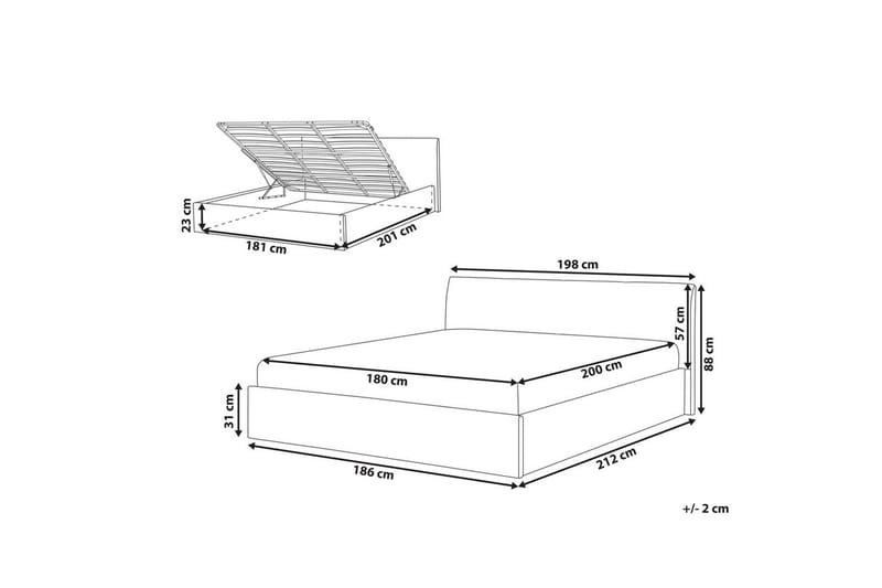 Säng med förvaring Orbey - Beige, 180x200 cm - Möbler - Säng - Sängram & sängstomme