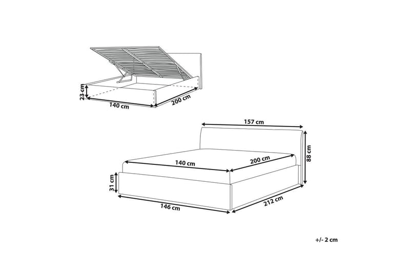 Säng med förvaring Orbey - Brun, 140x200 cm - Möbler - Säng - Sängram & sängstomme