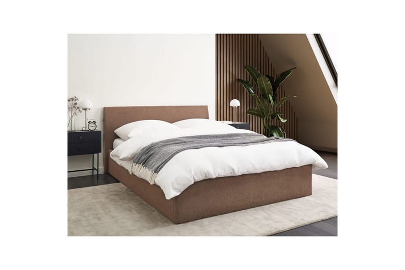 Säng med förvaring Orbey - Brun, 140x200 cm - Möbler - Säng - Sängram & sängstomme