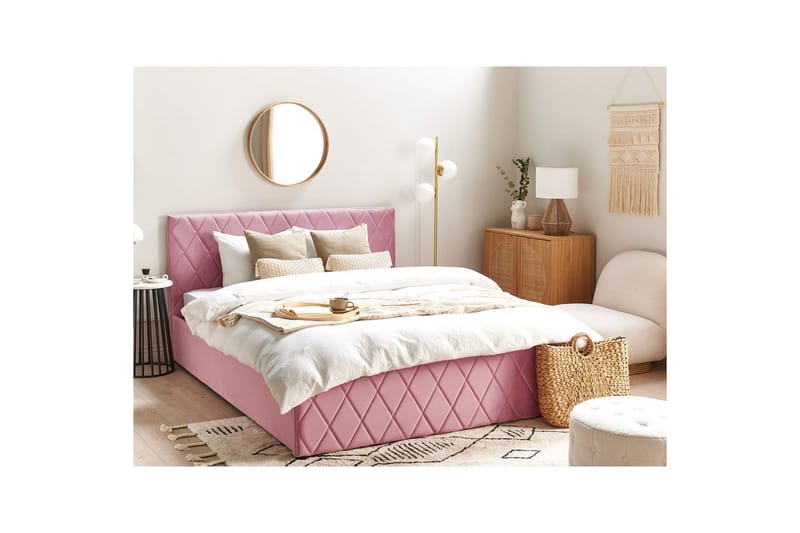Säng med förvaring Rochefort - Rosa, 160x200 cm - Möbler - Säng - Sängram & sängstomme