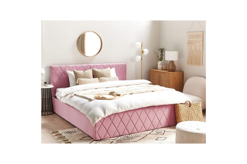 Säng med förvaring Rochefort - Rosa, 180x200 cm - Möbler - Säng - Sängram & sängstomme