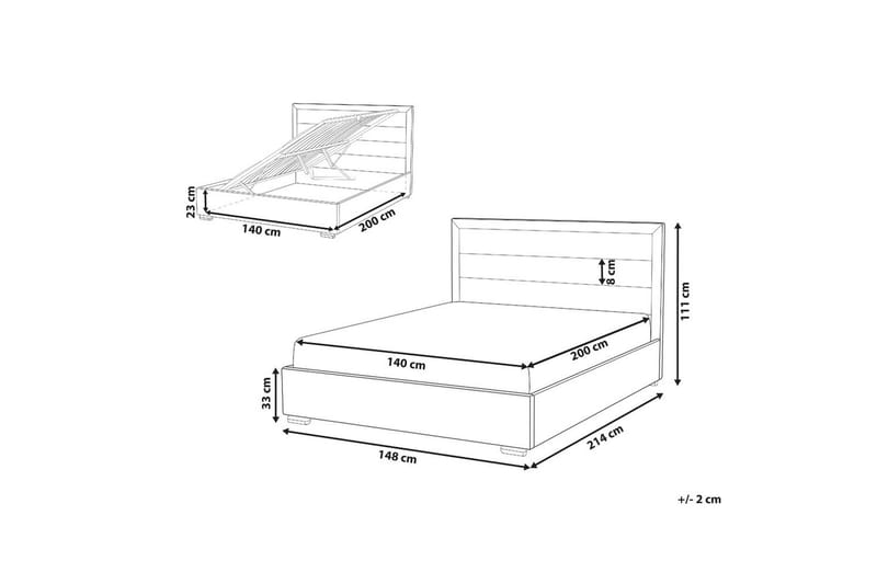 Säng med förvaring Rouen - Taupe, 140x200 cm - Möbler - Säng - Sängram & sängstomme
