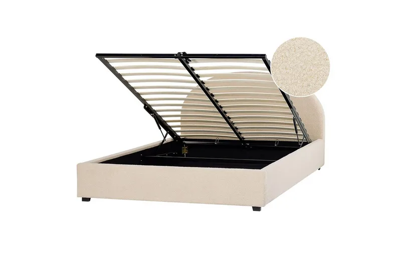 Säng med förvaring Vaucluse, Beige/Bouclé, 140x200 cm