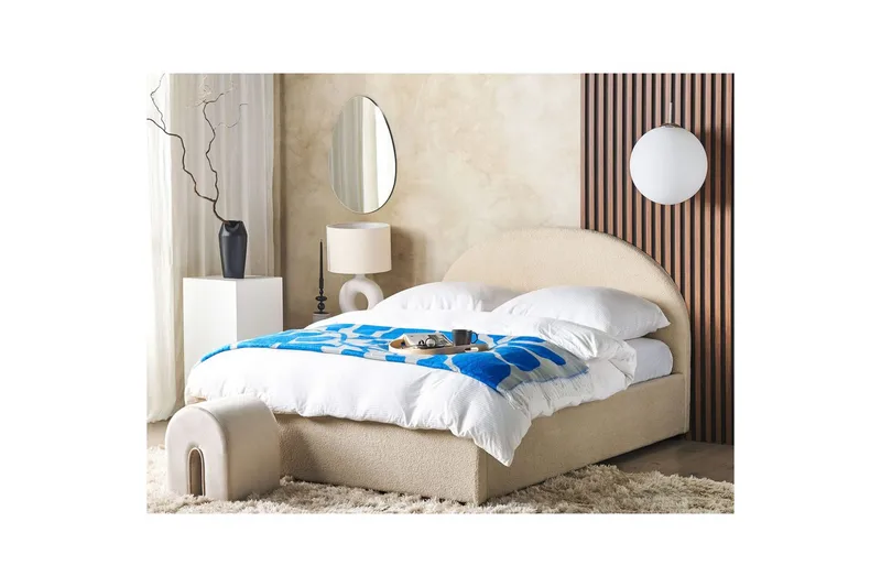 Säng med förvaring Vaucluse - Beige/Bouclé, 160x200 cm - Möbler - Säng - Sängram & sängstomme