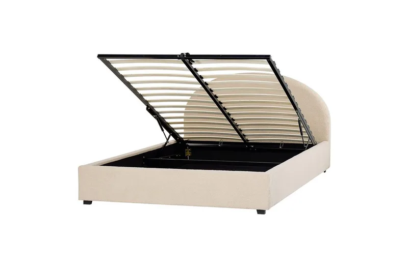 Säng med förvaring Vaucluse - Beige/Bouclé, 160x200 cm - Möbler - Säng - Sängram & sängstomme