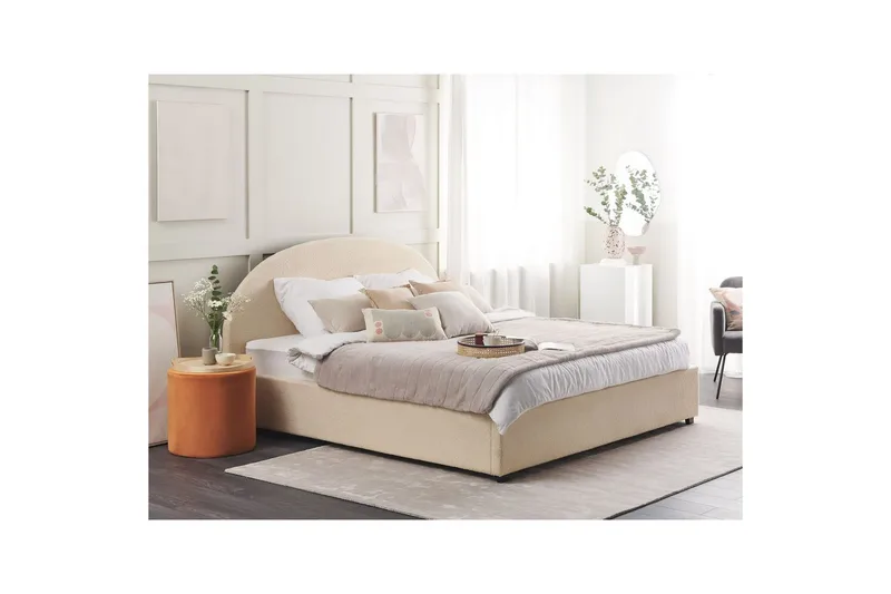 Säng med förvaring Vaucluse - Beige/Bouclé, 180x200 cm - Möbler - Säng - Sängram & sängstomme