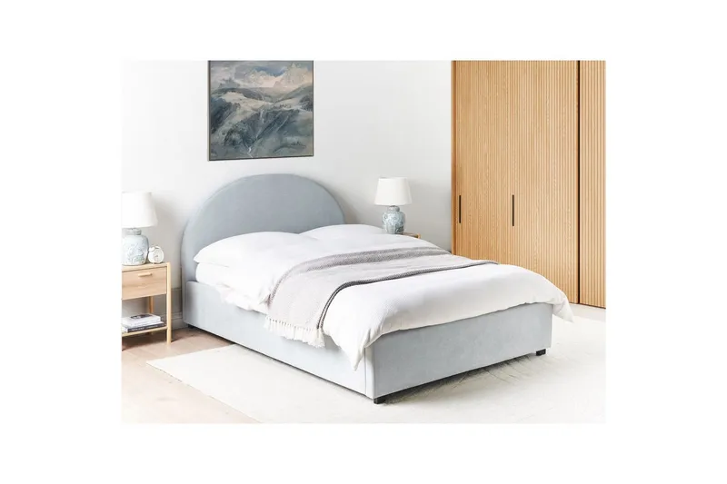 Säng med förvaring Vaucluse - Ljusblå/Polyester, 140x200 cm - Möbler - Säng - Sängram & sängstomme