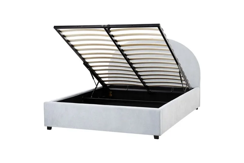 Säng med förvaring Vaucluse - Ljusblå/Polyester, 140x200 cm - Möbler - Säng - Sängram & sängstomme